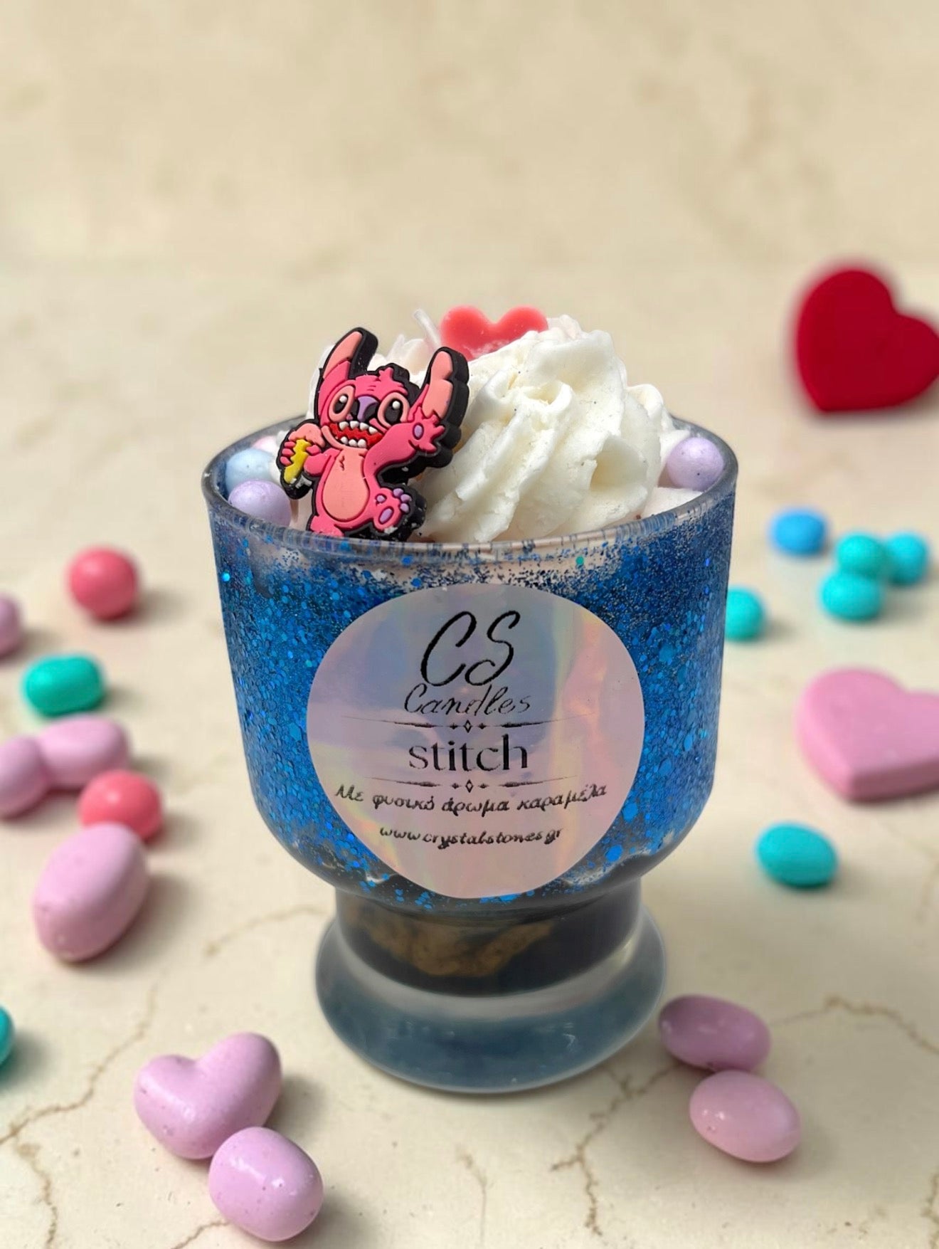 Stich blue glass
